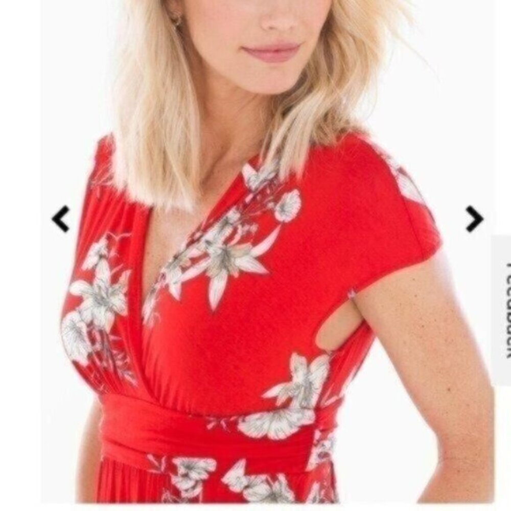 NWOT Soma Soft Jersey Sleeveless Maxi Dress - Lush Tropic Poppy Red - Picture 3 of 4
